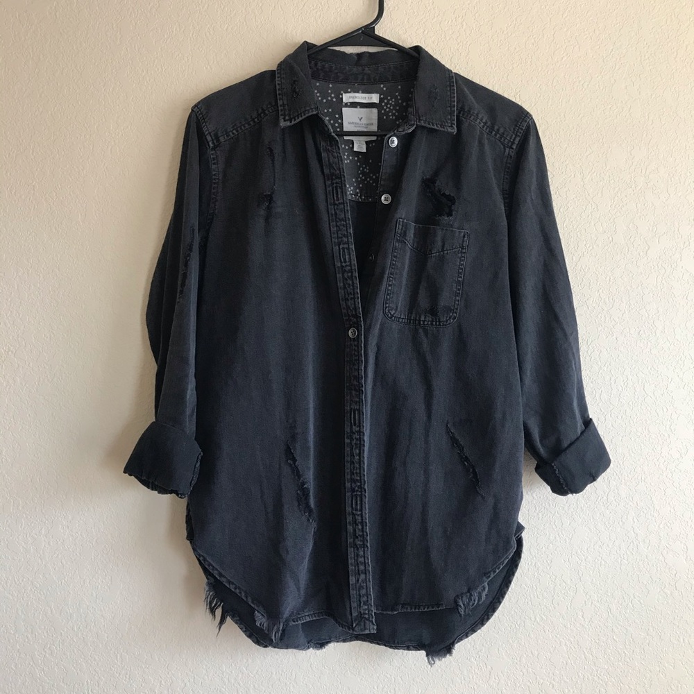 American Eagle denim button down shirt